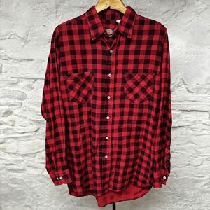Dickies Flannel Work Shirt Button Up Long Sleeve XL Plaid USA Vintage 80s 90s